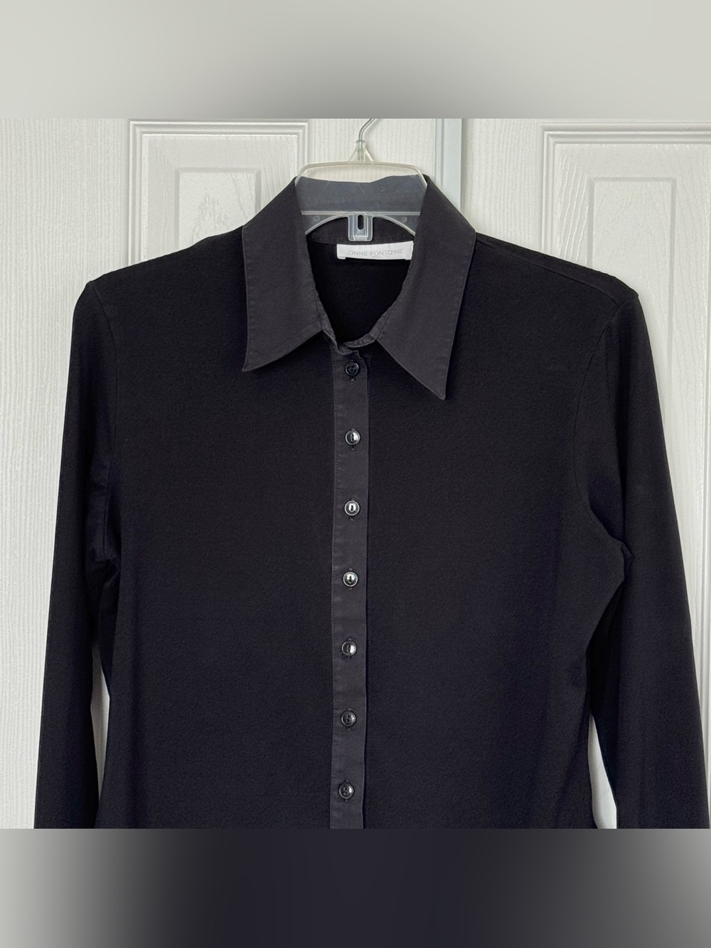 Anne Fontaine Nuage Shirt Black Stretch Jersey Shirt With Fitted Size 44 - Picture 4 of 15